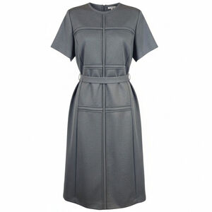 Vintage Women's 1970's Lady Carol Gray Short Sleeve Midi Dress USA Made Size 16